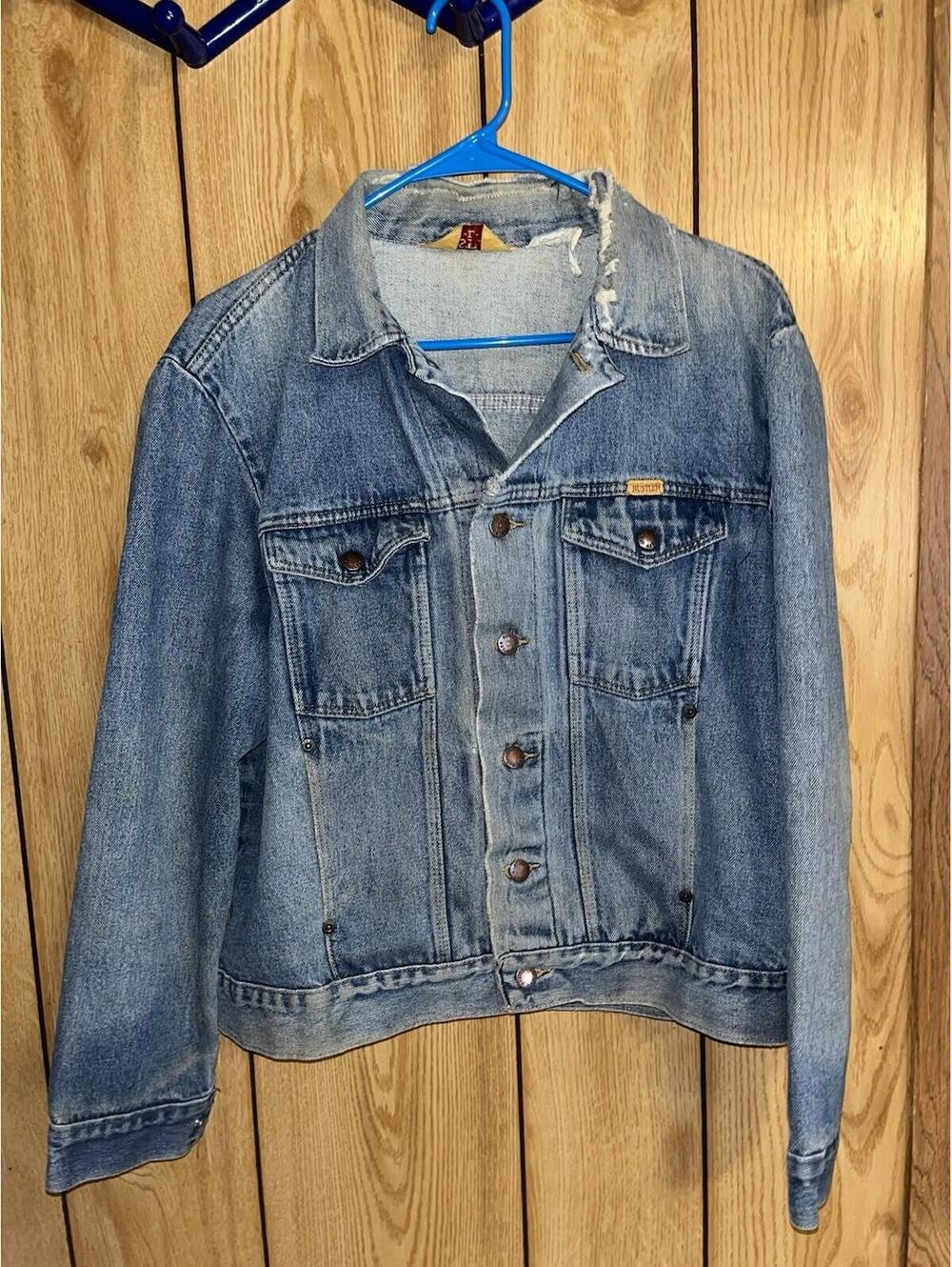 Vintage 80s/90s Rustler Denim Trucker Jacket – Distressed Faded Blue, Size L